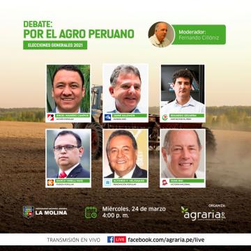 Los seis principales partidos en contienda presentan sus planes agrarios en el primer debate electoral organizado por Agraria.pe y la UNALM