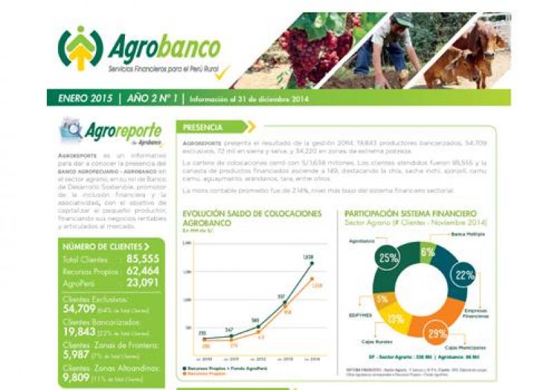 AGROBANCO CERRÓ EN S/. 1638 MILLONES CARTERA DE COLOCACIONES EL 2014