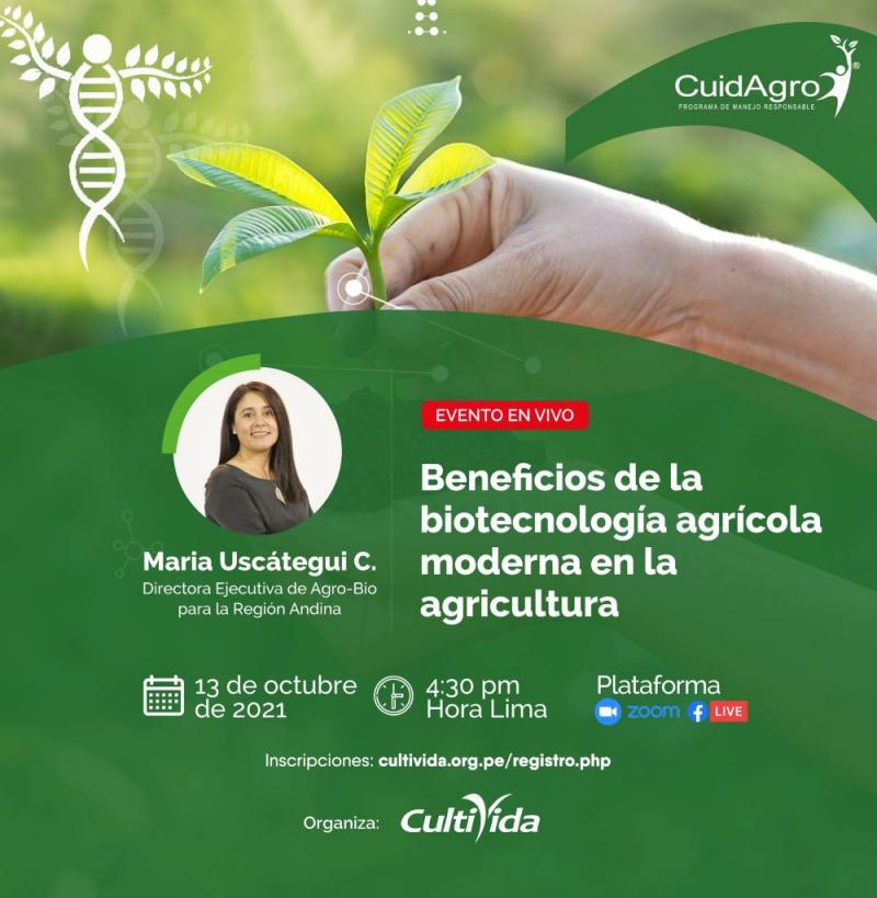CultiVida realiza mañana webinar “Beneficios de la biotecnología agrícola moderna en la agricultura”