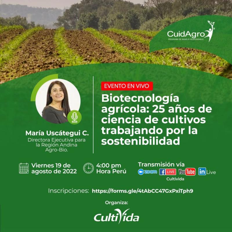 CultiVida realiza webinar sobre biotecnología Agrícola: 25 años de ciencia de cultivos trabajando por la sostenibilidad
