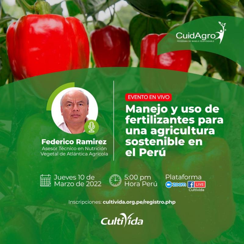 CultiVida realizará webinar sobre “Manejo y uso de fertilizantes para una agricultura sostenible en el Perú”
