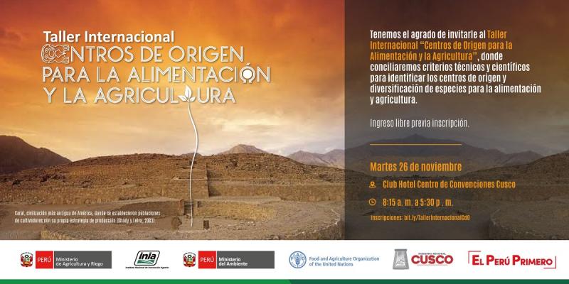 Cusco será sede del Primer Taller Internacional de Centros de Origen sobre Alimentación y Agricultura