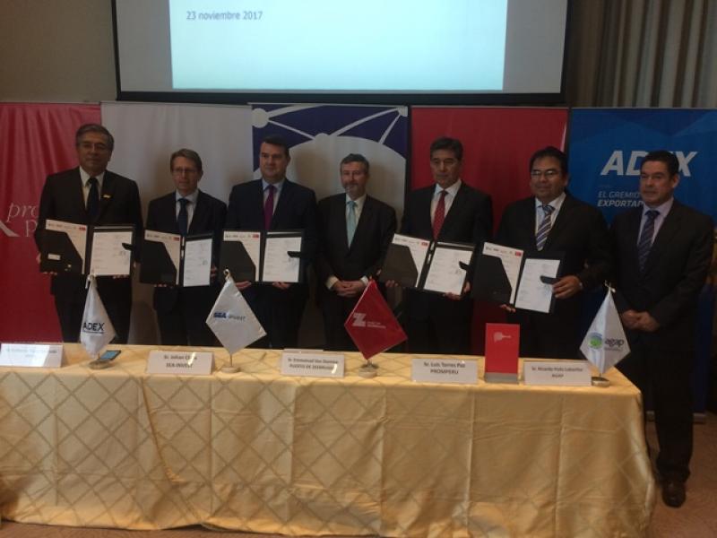 Delegación belga firma Memorándum de Entendimiento con tres importantes organizaciones peruanas promotoras del comercio