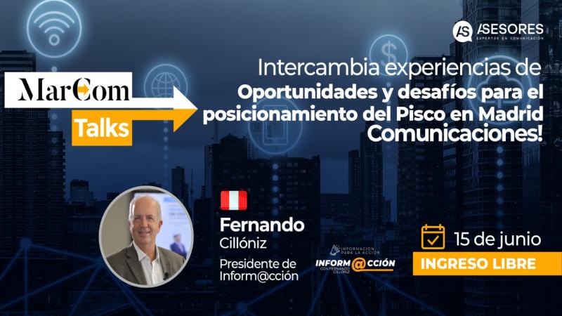 Fernando Cillóniz participará en webinar sobre la importancia de promover el pisco en Madrid