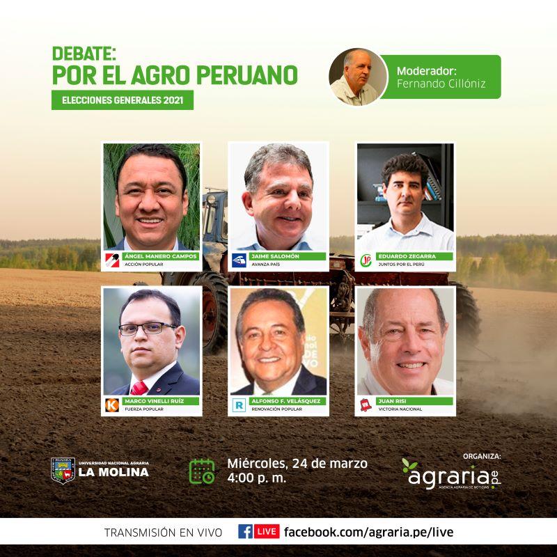 Los seis principales partidos en contienda presentan sus planes agrarios en el primer debate electoral organizado por Agraria.pe y la UNALM