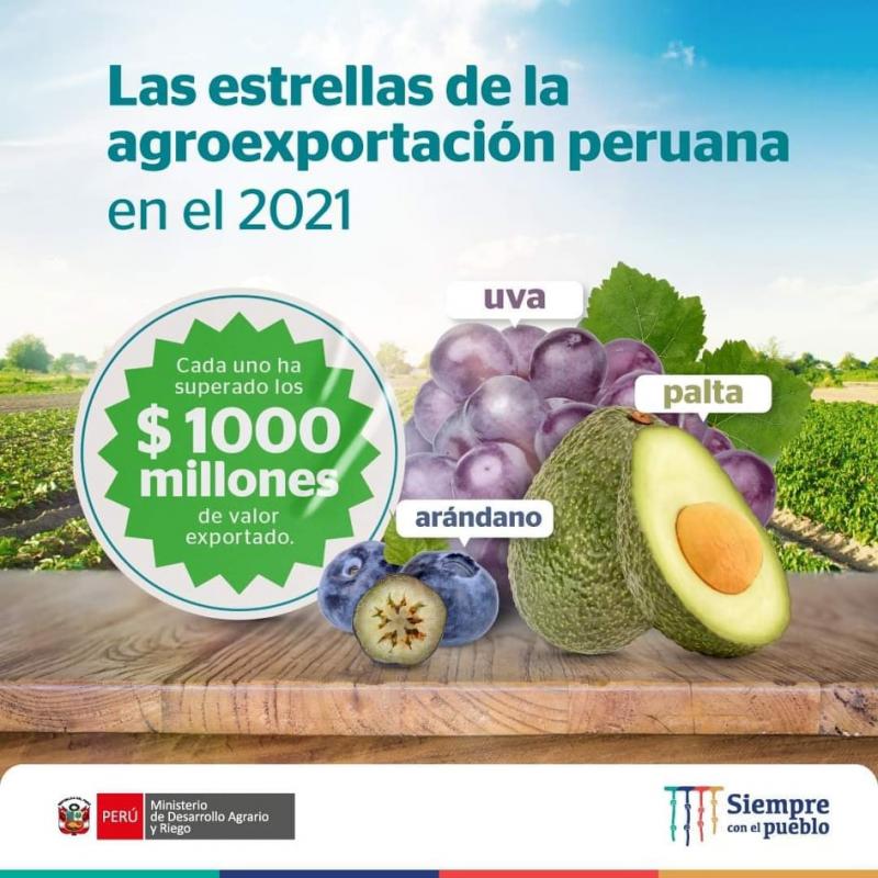 Midagri: “El 2021 ha sido el año de la consolidación del Perú como un importante abastecedor de alimentos frescos en el mundo”