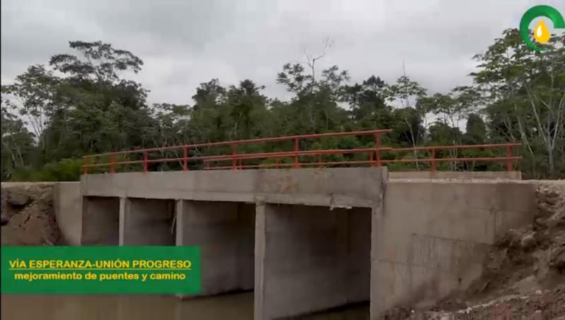Palmicultora Ocho Sur entregó remodelación de 3 puentes que integran a Unión Progreso y Esperanza