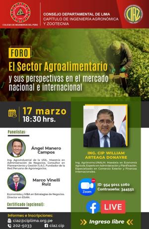 CIP realizará el foro virtual “El sector agroalimentario y sus perspectivas en el mercado nacional e internacional”