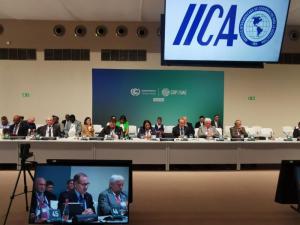 Ministros y altos funcionarios de agricultura de las Américas y junto al IICA muestran el compromiso del sector con la agenda climática global
