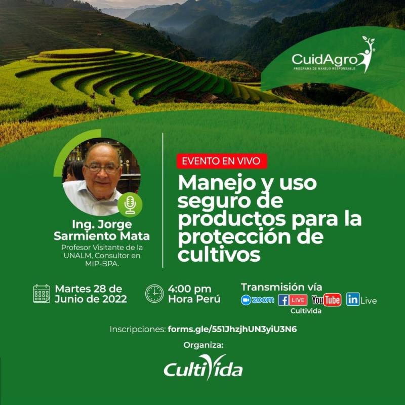 CultiVida realizará webinar sobre “Manejo y uso seguro de productos para la protección de cultivos”