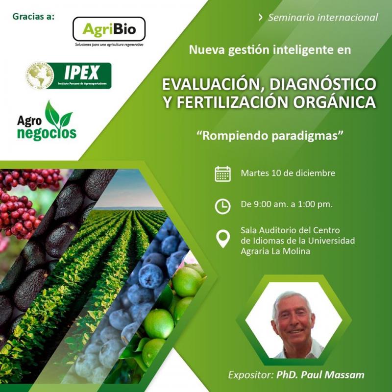 Realizarán Seminario Internacional: Nueva gestión inteligente en evaluación, diagnóstico y fertilización orgánica 2019